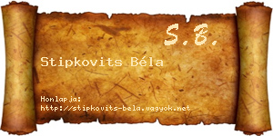 Stipkovits Béla névjegykártya
